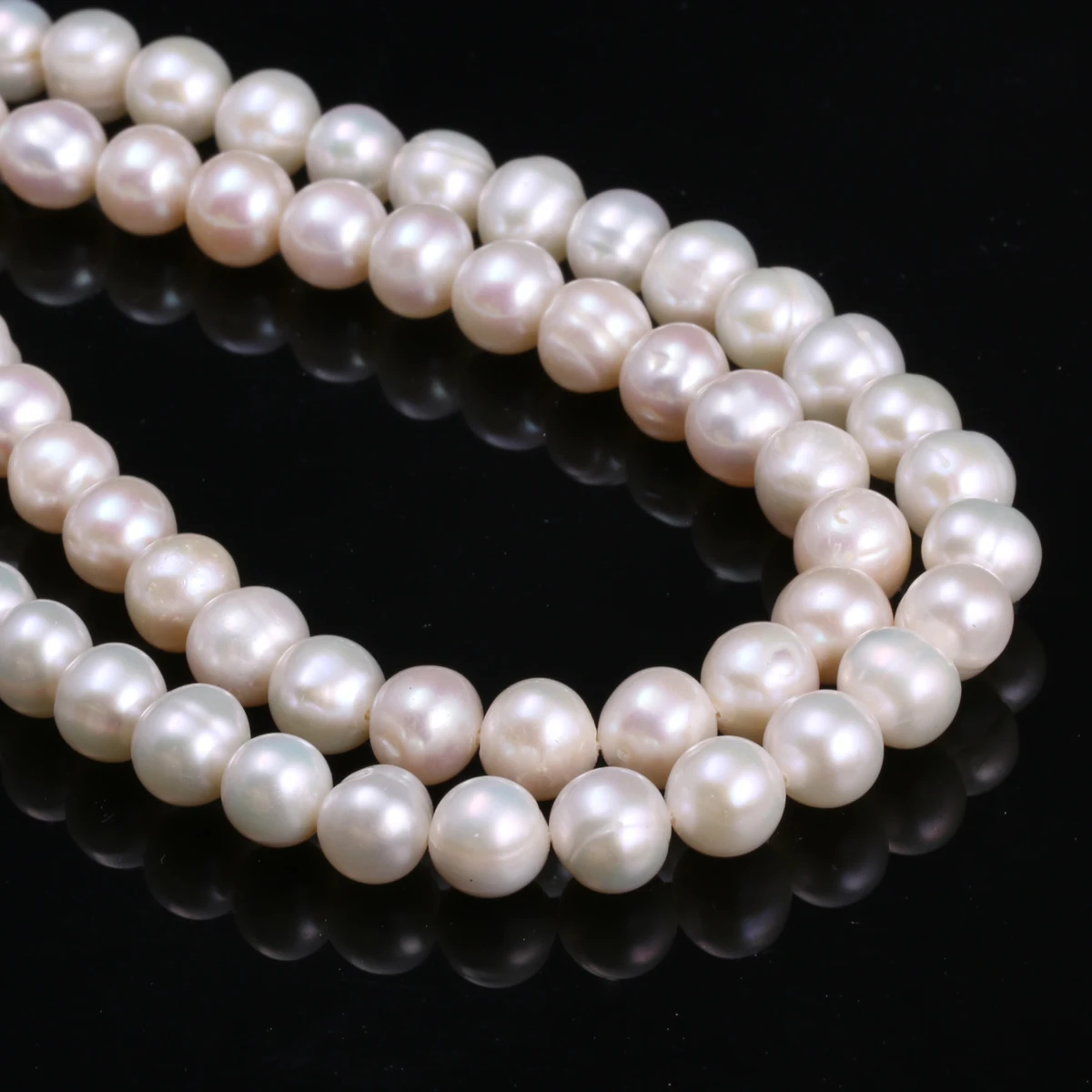 7-8mm-5-white Высококачественные бусины из натурального пресноводного культивированного жемчуга, круглые бусины для изготовления ювелирных изделий, ожерелье 13 дюймов, Размер 2,5-3 мм - Цвет: 7-8mm-5-white