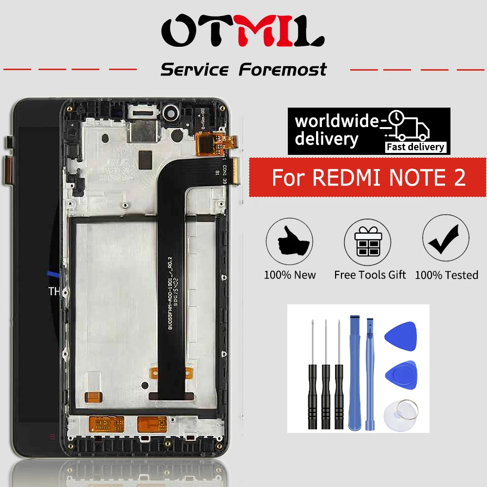 Оригинальный Для Xiaomi Redmi Note 2 5 дюймов ЖК дисплей сенсорный экран дигитайзер