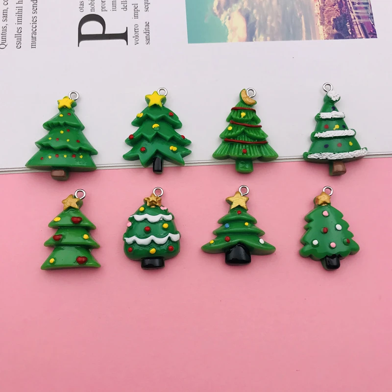 

10pcs Hot New Resin Cute Christmas Tree Charm Pendant for Keychain, Earring, Scrapbooking, DIY Making, Necklace