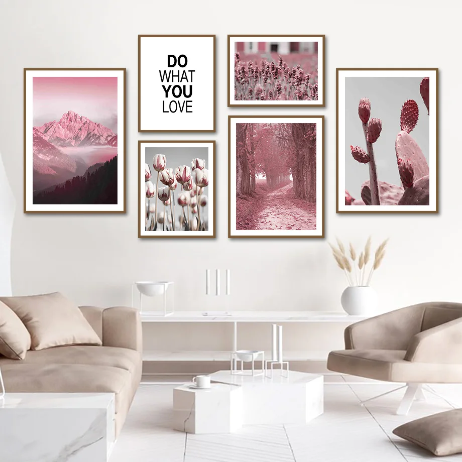 

Wall Art Canvas Paintings Mountain Cactus Tulip Lavender Forest Nordic Posters Prints Wall Pictures For Living Room Decoration