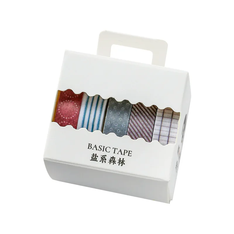 

5pcs/pack Simple Design Washi Tape Scrapbooking Decorative Adhesive Basic Tapes Paper Japanese Stationery Sticker Diy Decoration