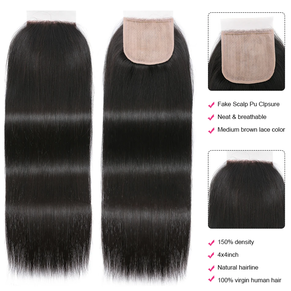 Женские бразильские прямые волосы свободные средние и три части Реми