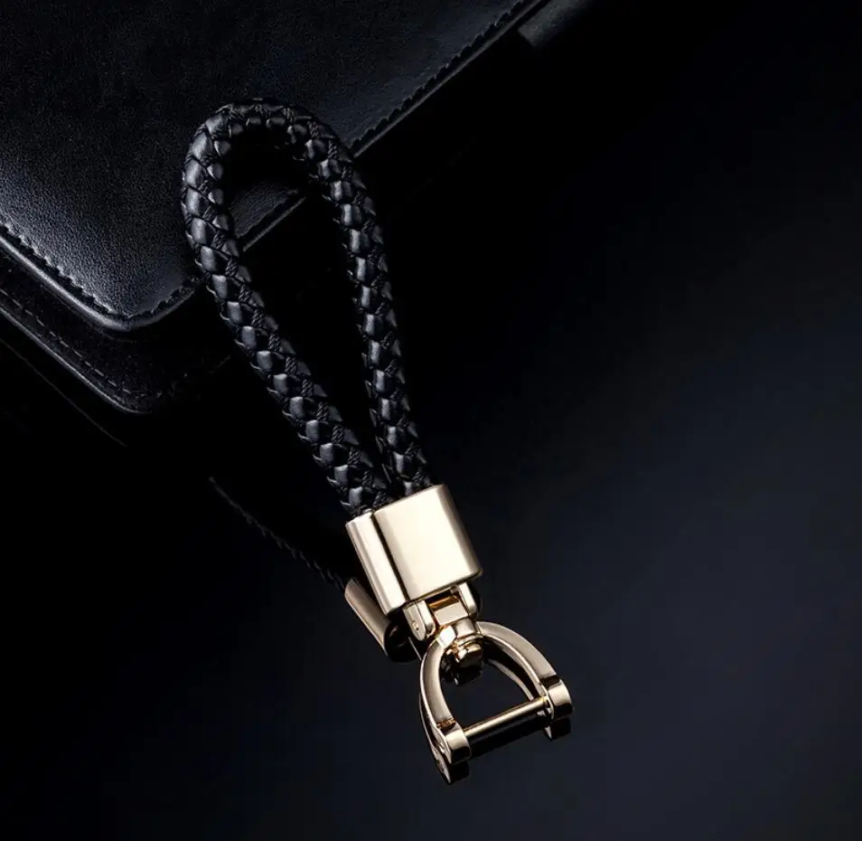 

9PCS/Set Creative Metal Car Keychain PU Braided Rope Horseshoe Buckle Key Rings Unisex Hanging Car Key Holder Car Accessories