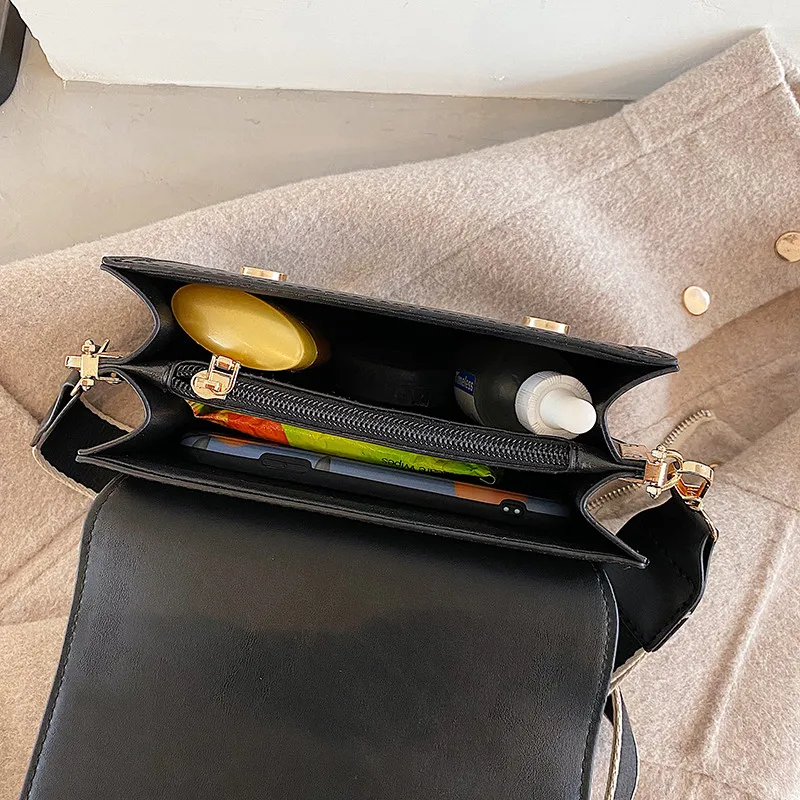 

2021 New Mini Handbag Women Fashion Matte Leather Messenger Bag Purse Simple Style Crossbody Bags Female Wide Strap Shoulder Bag