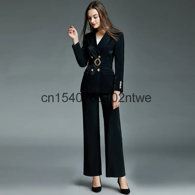 Потрясающий костюм из двух предметов брюки Женский на весну и осень 2021 с широкими