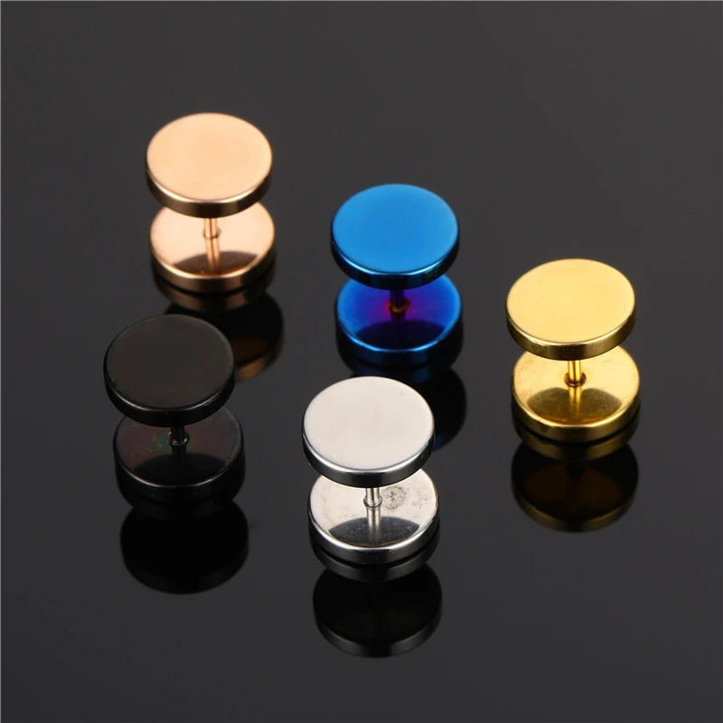 

Fashion Black Blue Men Jewelry Dumbbell Earrings Punk Gothic Women Men's Barbell Stud Earring For Party Jewelry