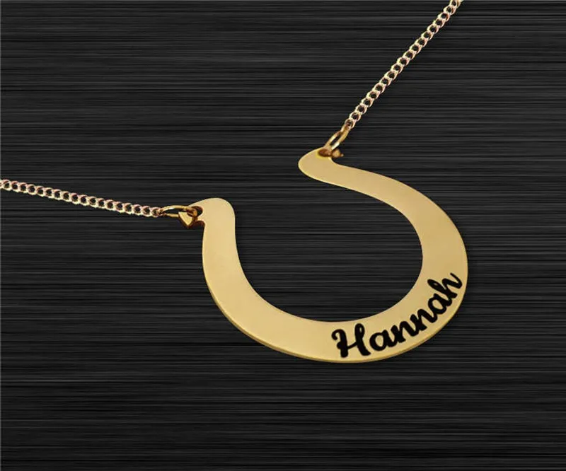 

Personalized Custom Name Necklaces For Women Handmade Vintage Horseshoe Style Stainless Steel Choker Minimalist Jewelry