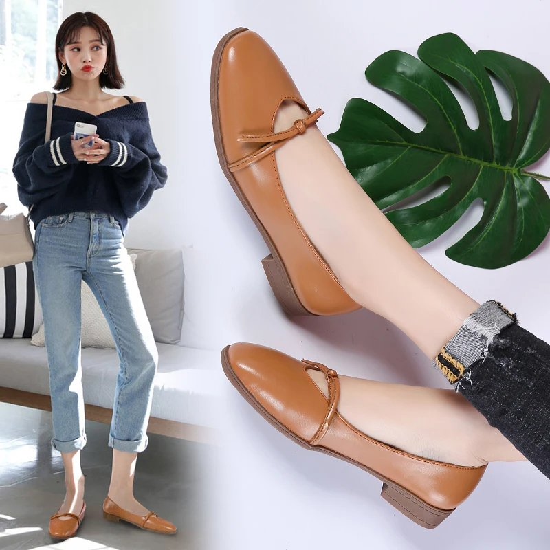 2019 осенние женские балетки на плоской подошве обувь из натуральной кожи Лоферы