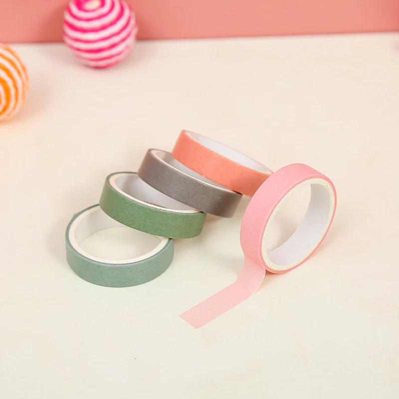 

5 Pcs/Set Cute Grid Stripe Washi Tape Solid Color Masking Tape Decorative Adhesive Tape Sticker Scrapbooking Planner Stationery