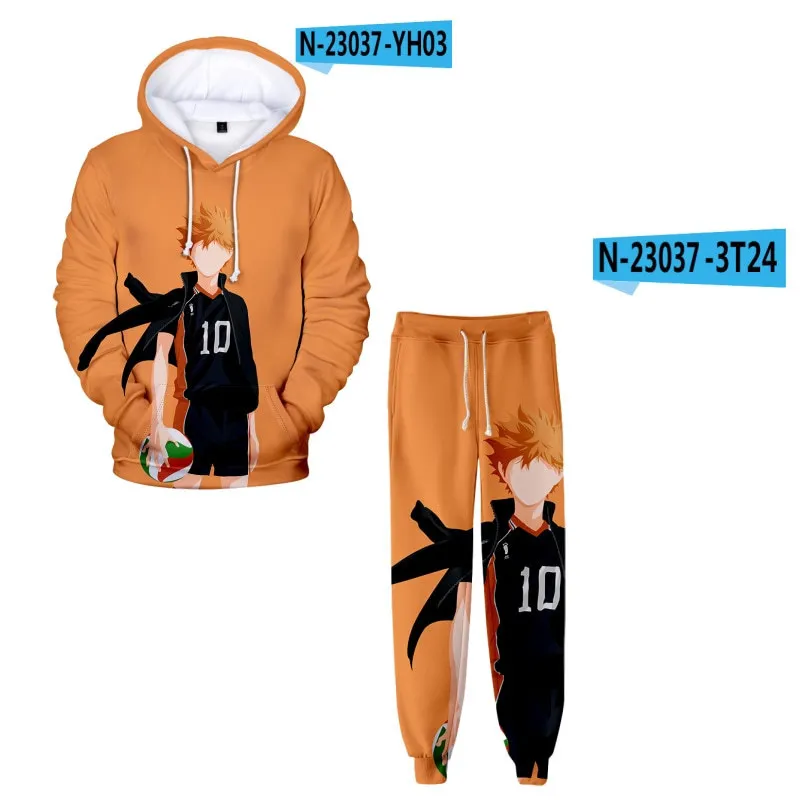 

3D printing Haikyuu 2 pieces of running sportswear men's and women's sportswear gym hoodies men's sports training suits