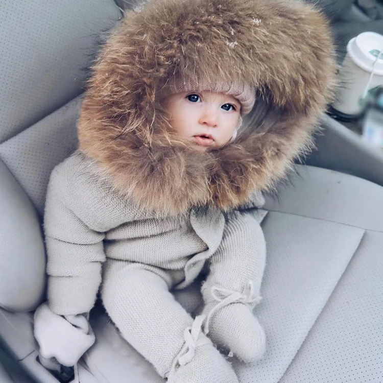WEPBEL Boys Girls Kids Babies Baby Romper Sweater Full Sleeve Button Autumn Winter Warm Cute Fur Hooded Fashion Rompers | Детская одежда