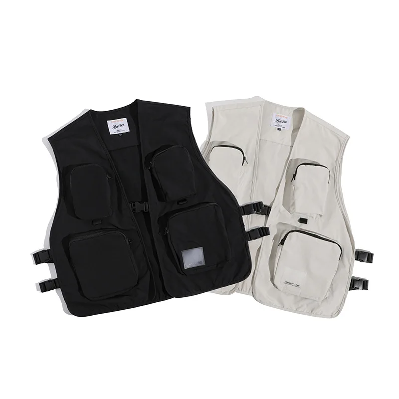 

Autumn New Men's Casual Vest Tide Brand Printing Loose Buckle Multi-pocket Cargo Vest