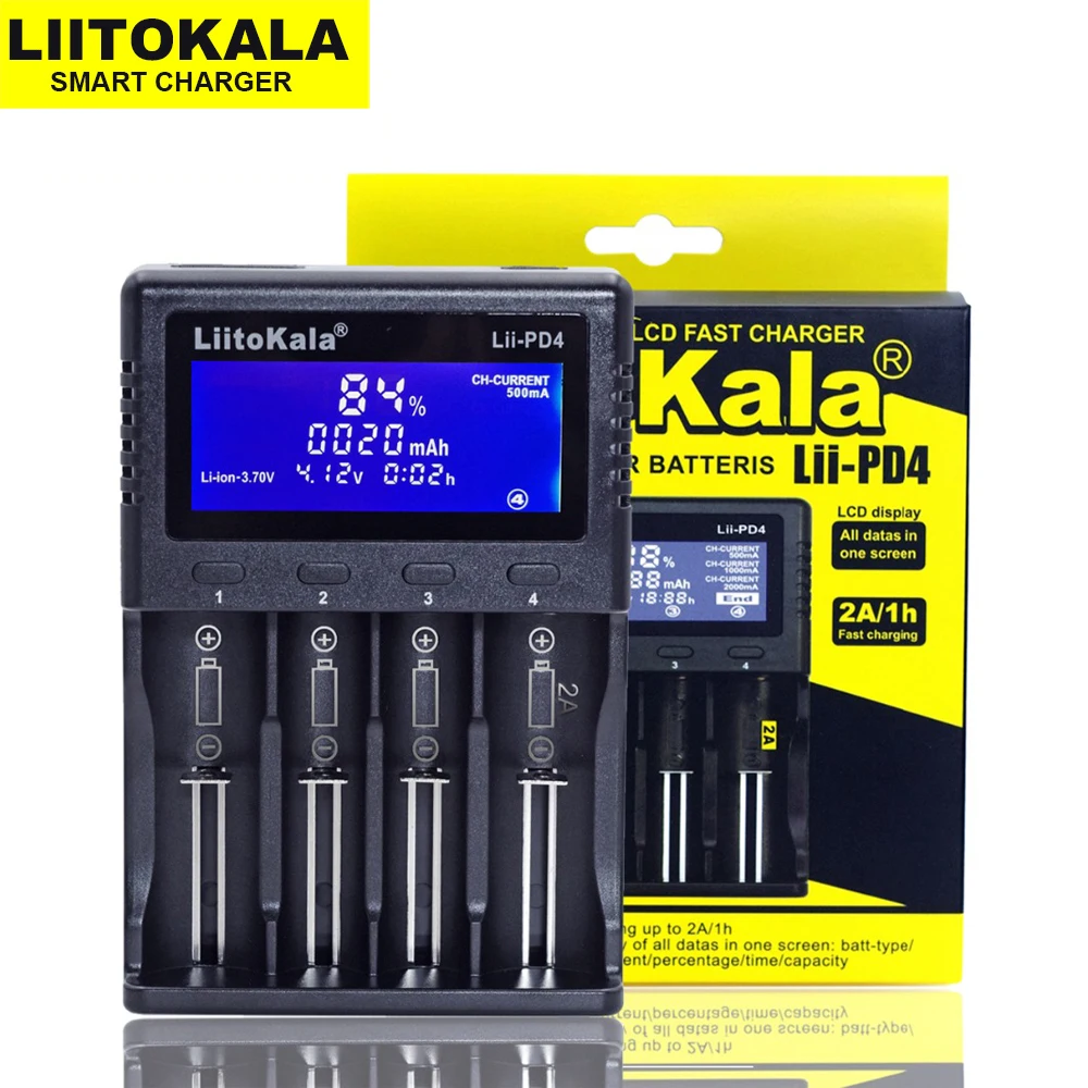 

Liitokala Lii-402 100 202 S1 PD4 LCD Charger 1.2V 3.7V 3.85V AA/AAA 26650 18350 14500 16340 25500 NiMH lithium battery charger
