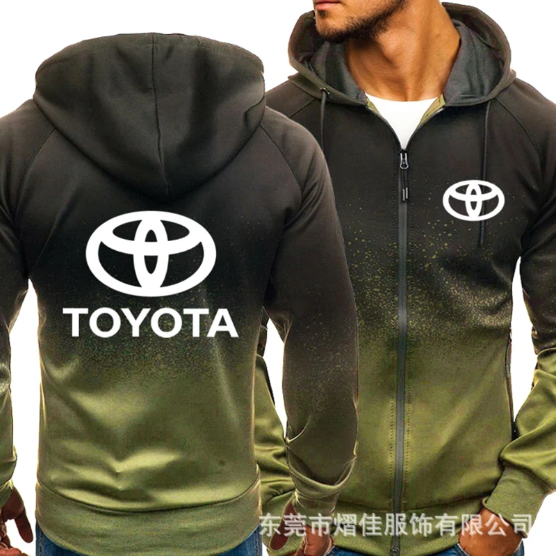 

Jacket men's TOYOTA logo print casual hip hop Harajuku gradient Hooded Fleece Sweatshirt zipper Hoodie men's wear