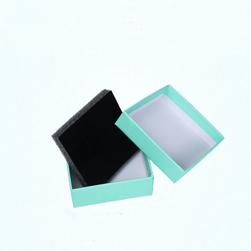 Светло голубые подарочные упаковочные коробки для ювелирных изделий квадратные