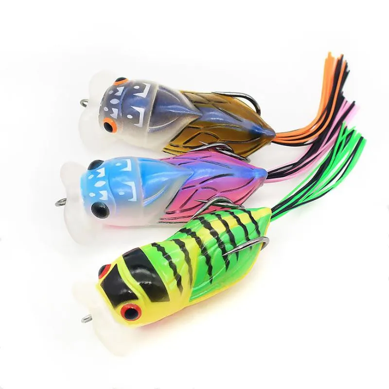 8 видов цветов peche Поверхность воды симулятор Мягкая приманка в виде цикады 6 5 см/12