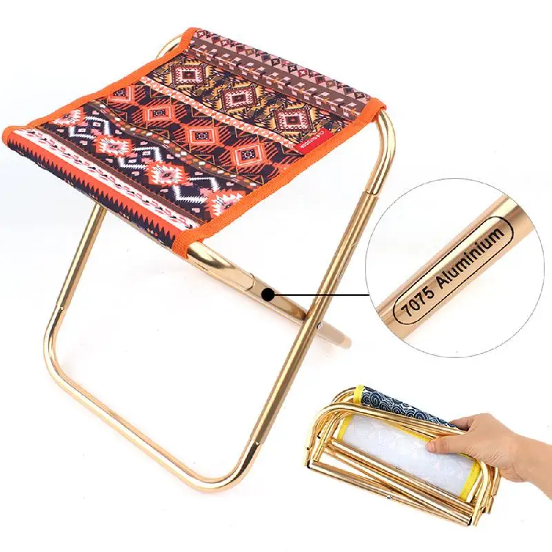 Складной стул маленький из алюминиевого сплава для взрослых барбекю рыбалки