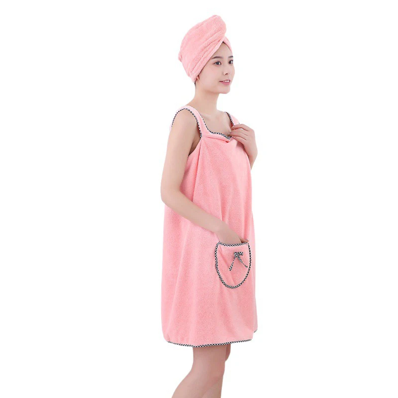 

Coral Fleece Bath Towels Sling Shoulders Bathrobes Soft Absorbent Tube Tops Microfiber And Skin-Friendly Absorbent Bath Towels