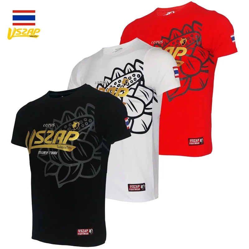 

Vszap Taiquan fight lotus sport cotton short sleeve t-shirt men's MMA fitness clothes