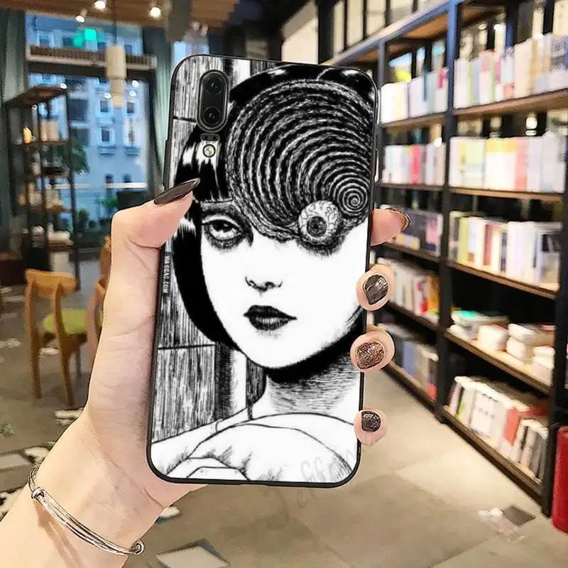 

Junji Ito Tees Horror Black white comics Phone Case For Huawei honor Mate P 10 20 30 40 Pro 10i 9 10 20 8 x Lite