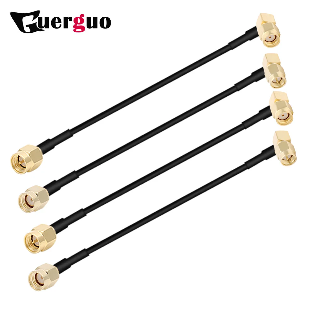 

RG17 Extension Cable Pigtail SMA to Elbow SMA / RP-SMA Male Right Angle RF Coaxial Jumper WIFI Router Antenna Adapter Cable