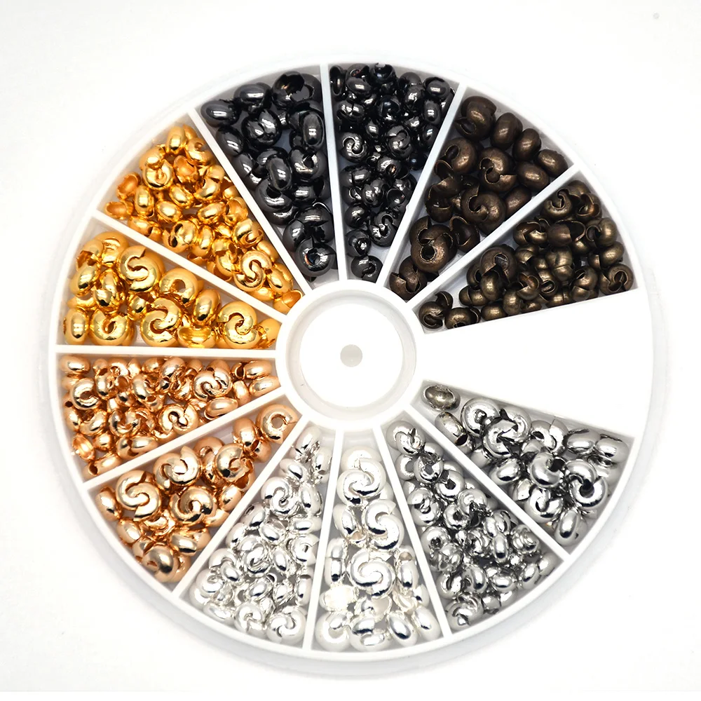 500 шт./кор. 6 цветов 3/4/5 мм Смешанные стильные железные Обжимные бусины крышки