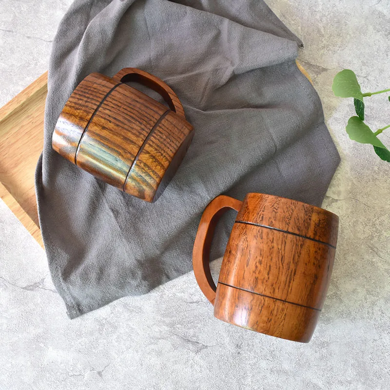 Large Capacity 500 ml Wooden Beer Mug With Handle German Cup Handmade From Camphor Tree Solid Wood Free Shipping | Дом и сад