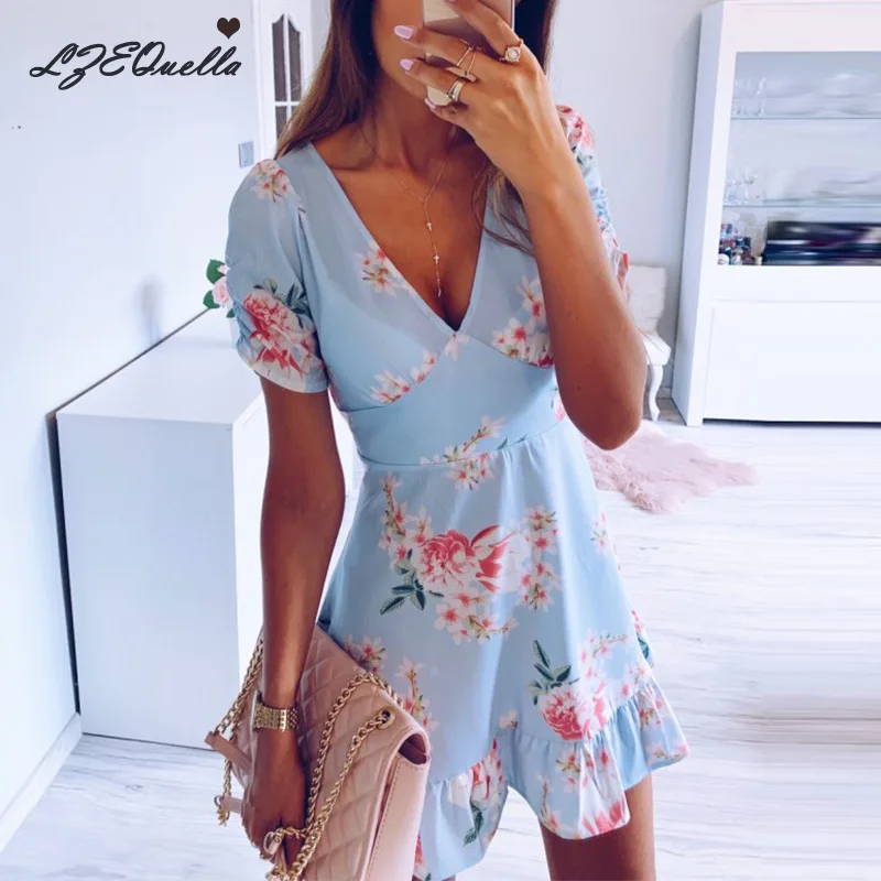 Женское Короткое Шифоновое Платье-трапеция пляжный сарафан в стиле бохо с