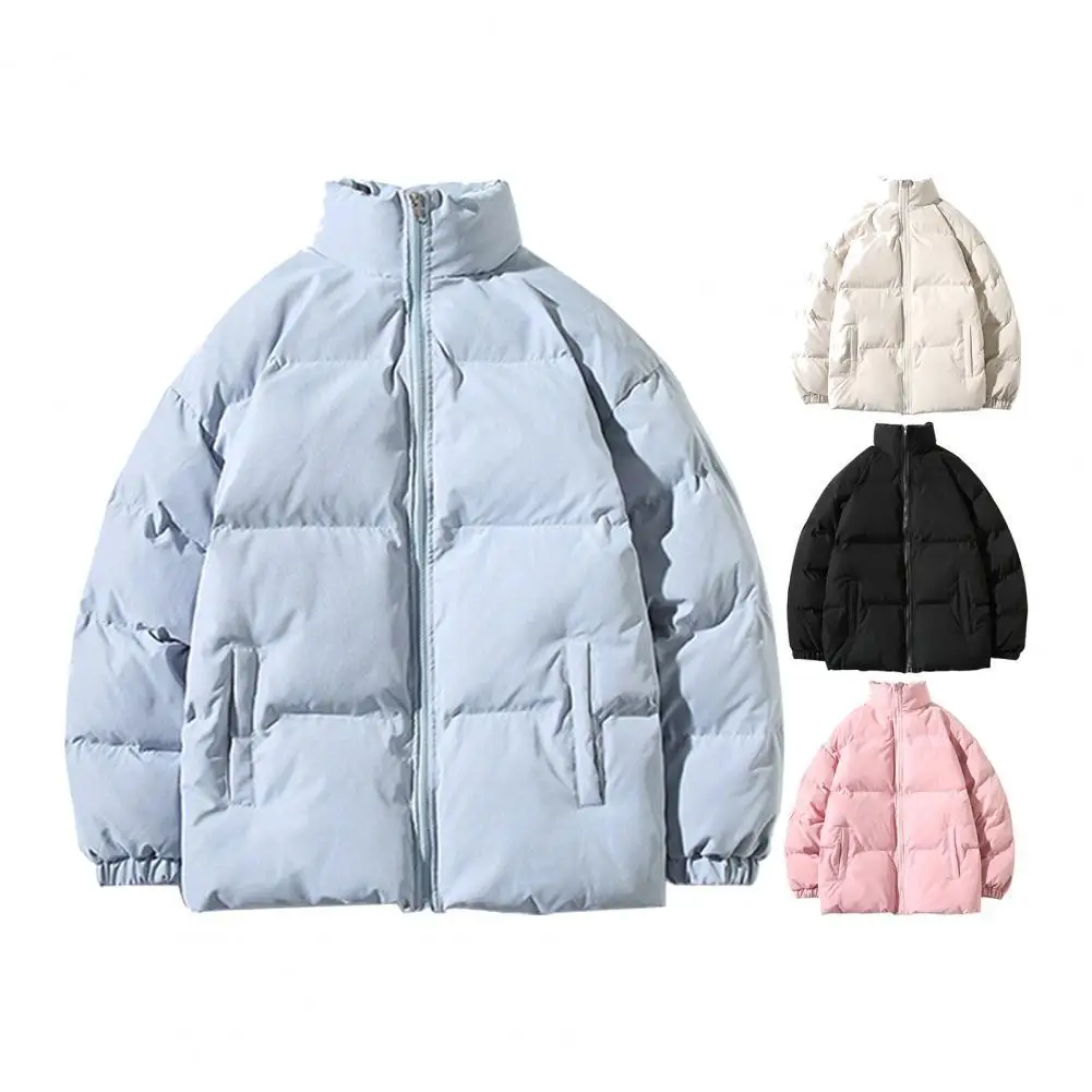 

Парные ветрозащитные парки с воротником-стойкой, парная куртка на молнии, однотонная зимняя куртка, пальто, пуховик, куртка, женская одежда