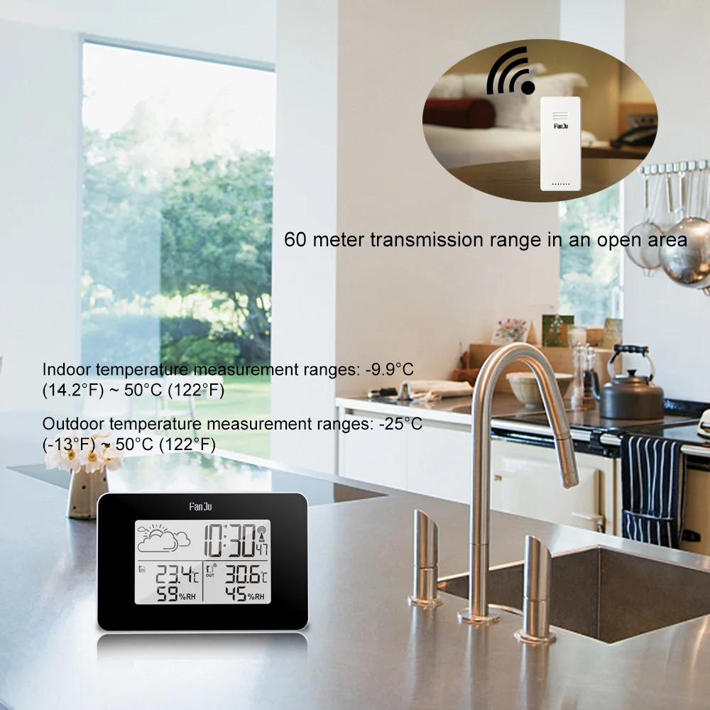 Digital Alarm Clock Weather Station Wireless Sensor Hygrometer Thermometer Electronic LCD Time Desktop Table Clocks | Дом и сад