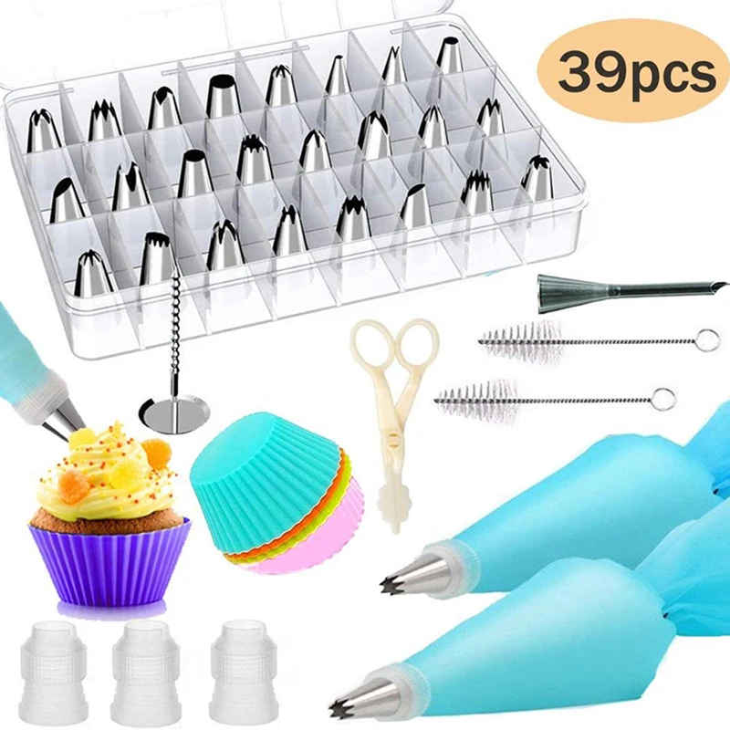 

39Pcs Cream Nozzles Pastry Tools Accessories Icing Piping Nozzle Tips Pastry Bag Converter Cake Decorating Tools Kitchen Gadgets