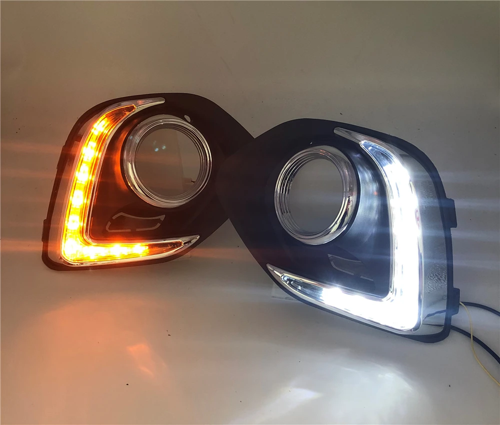 Car flashing 2PCS For Mitsubishi ASX 2013 2014 2015 LED DRL Daytime Running Light Daylight Turn Yellow Signal Lamp | Автомобили и