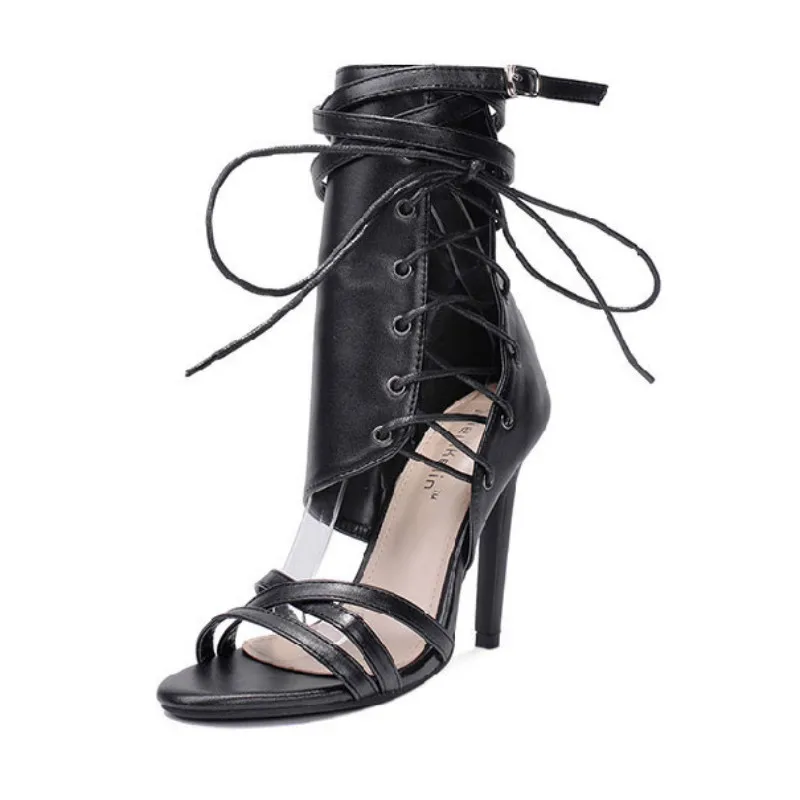 

Women Shoes Summer New Pumps Boots Fashion Thin 13.5cm High Heels PU Belt Buckle Solid Sexy Catwalk Ladies Party Female Boots