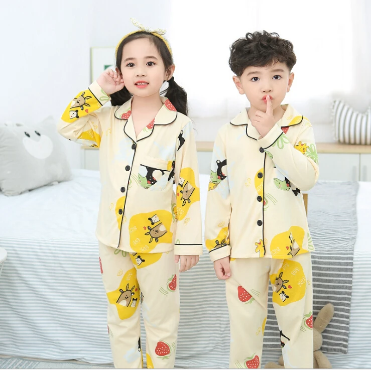 

Весенний Пижамный костюм для девочек, мультяшный кардиган, комплект детской одежды, хлопковая детская пижама, Детские пижамные комплекты, О...