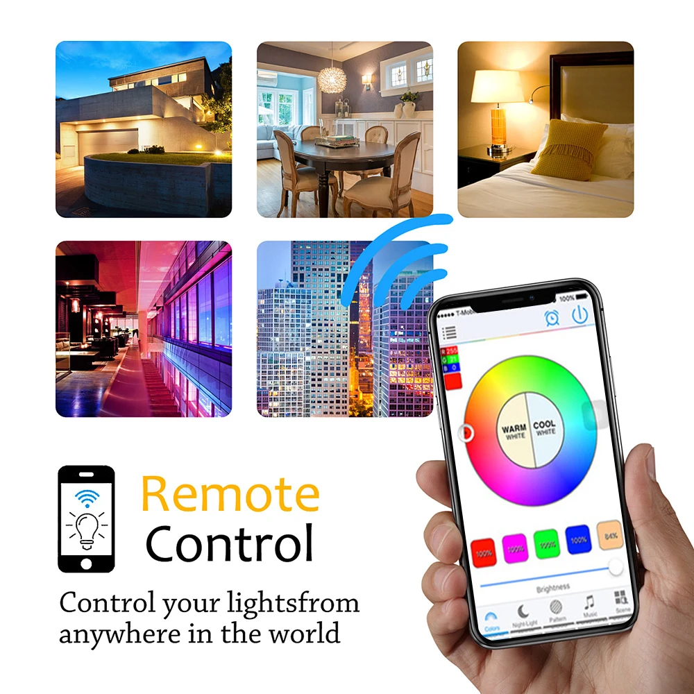 E27 Беспроводная Bluetooth умная RGB волшебная лампа для домашнего освещения с