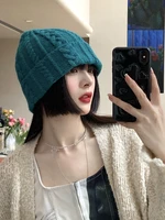 japanese solid color hemp wool hat female autumn and winter korean student warm ear protection knitted hat versatile cold hat ti