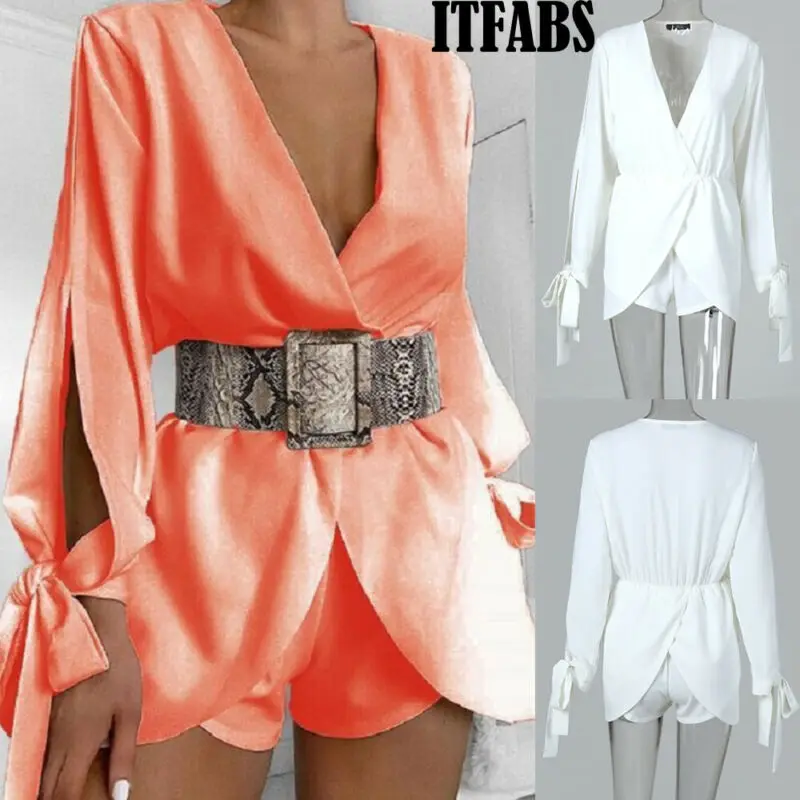 Женская новая модная блузка рубашка с бантом туника длинным рукавом топы белого