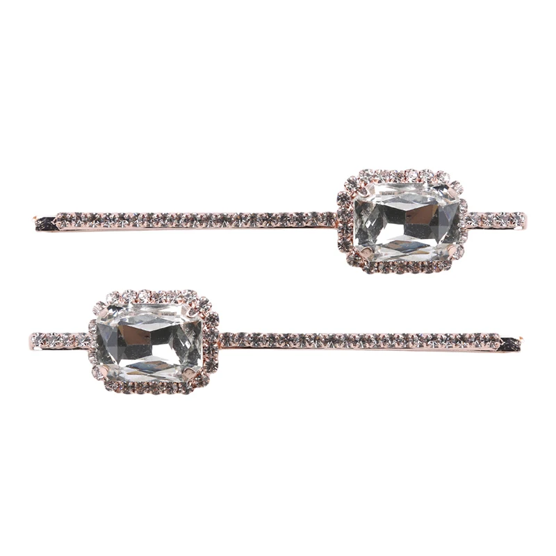 Трендовые квадратные заколки для волос женщин и девушек цвета розового золота с