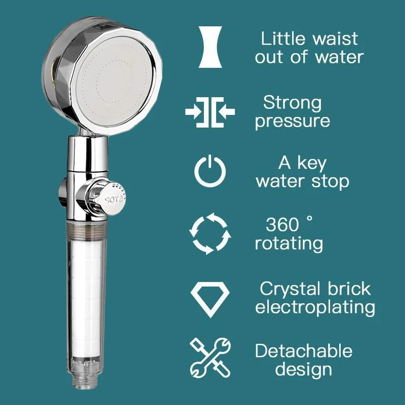 

Small Waist Shower Head Water Saving Spray 360 Degree Rotating With Small Fan High Pressure Spray Nozzle Bathroom Supplies