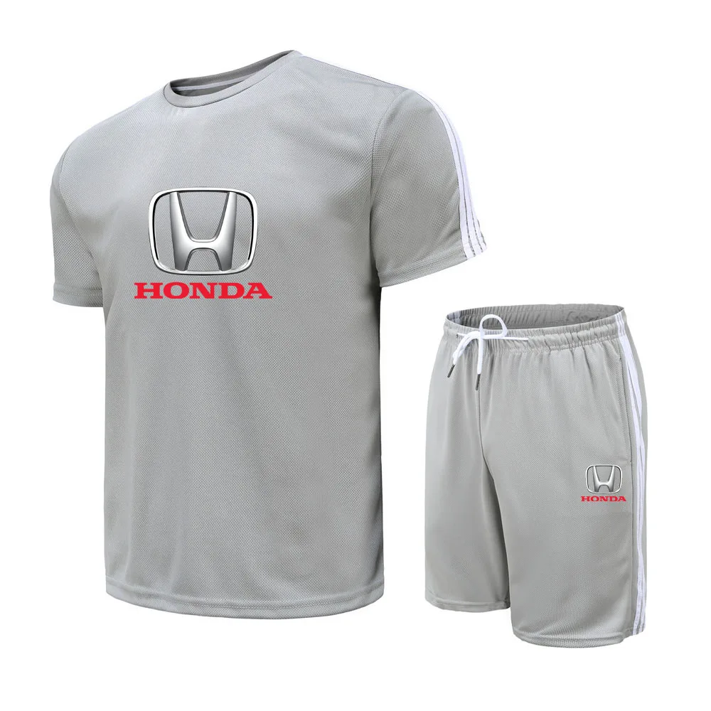 

Men's Summer HONDA Printed LOGO Round Neck Short Sleeve + Sports Shorts Casual Breathable Comfortable Suit Male M19