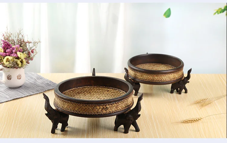 Креативный дом из цельного дерева персональный слон фрукты закуски сухофрукты тарелка настольная стойка для хранения украшений