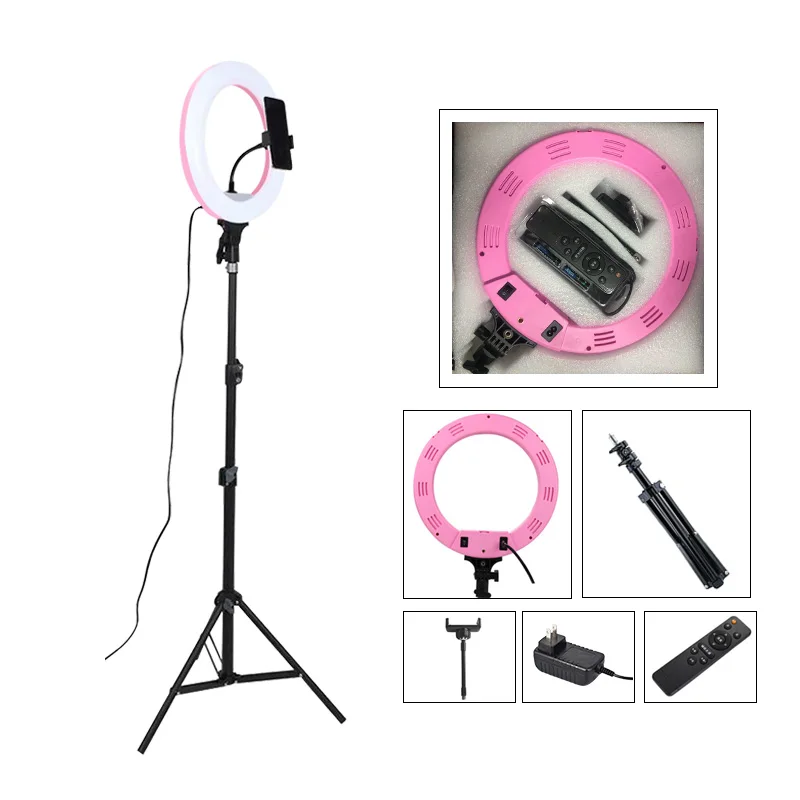 

Photography Lighting Dimmable LED Selfie Ring Light With Tripod 32cm Ring Lamp With Remote Control For Youtube Makeup Video Live