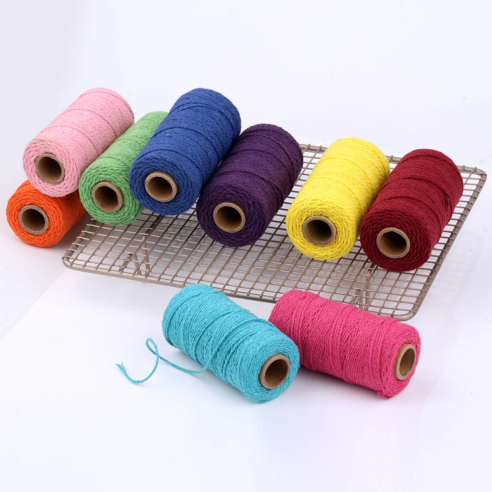 Ручная работа декор бохо из 2 мм 100% красочного хлопкового шнура, скрученного макраме-нити, для домашнего украшения и свадебного декора, 110 ярдов.