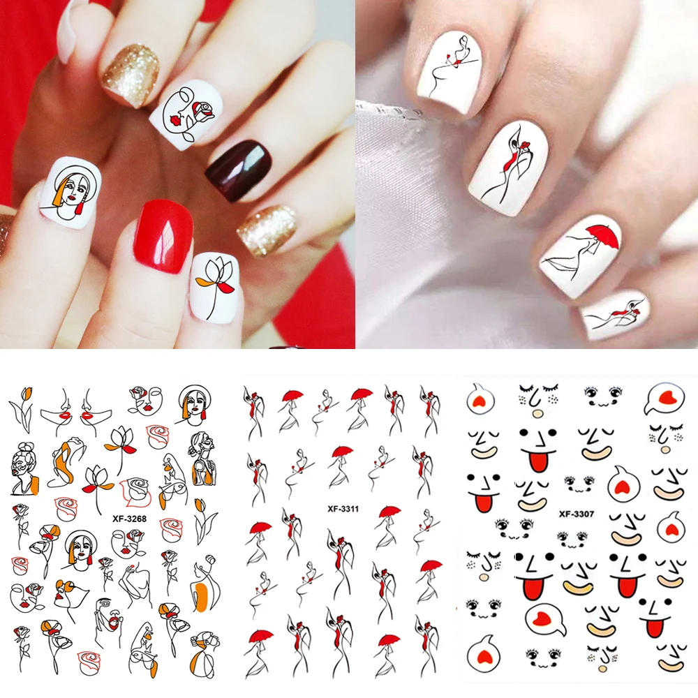 Смайлик 3D стикер для ногтей DIY мультяшный дизайн Фольга Модные женские