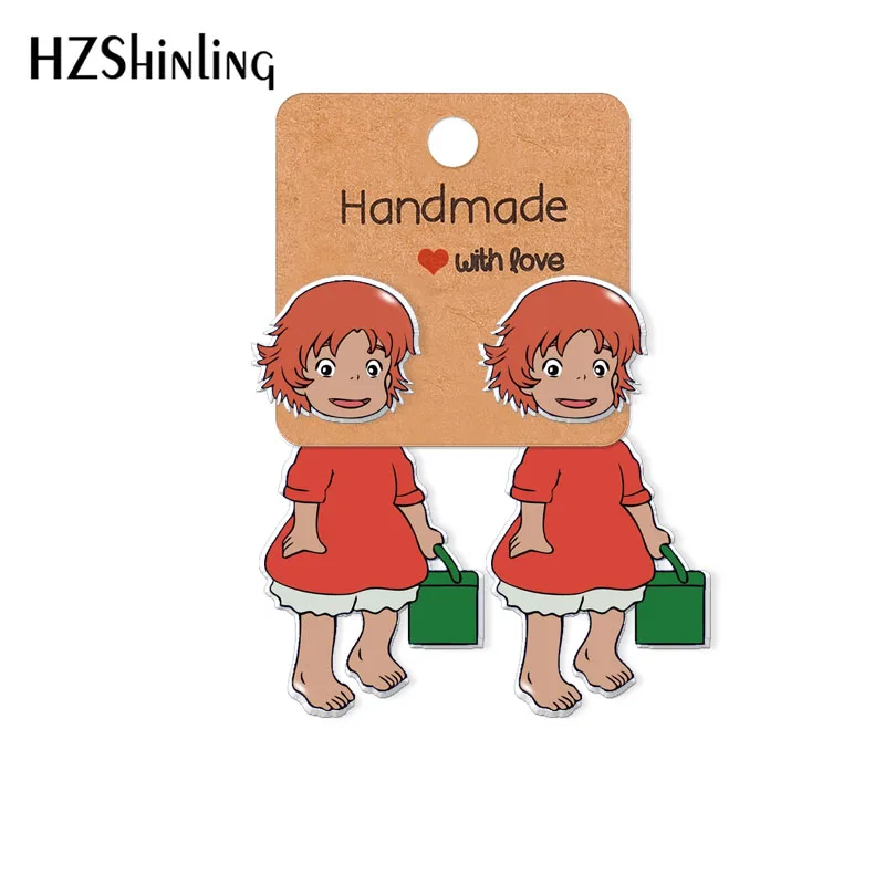 

2021 новые акриловые серьги-гвоздики Ponyo, принцесса, золотая рыбка, эпоксидные ювелирные изделия из смолы, изделия ручной работы, подарки для д...