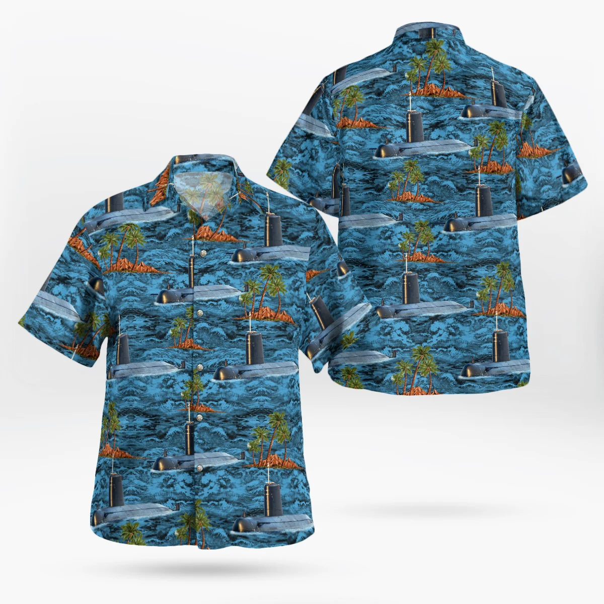 

Submarine 3D Beach Hawaiian 2021 Summer Men Shirt Short Sleeve Shirt Streetwear Oversized 5XL Camisa Social Chemise Homme-504