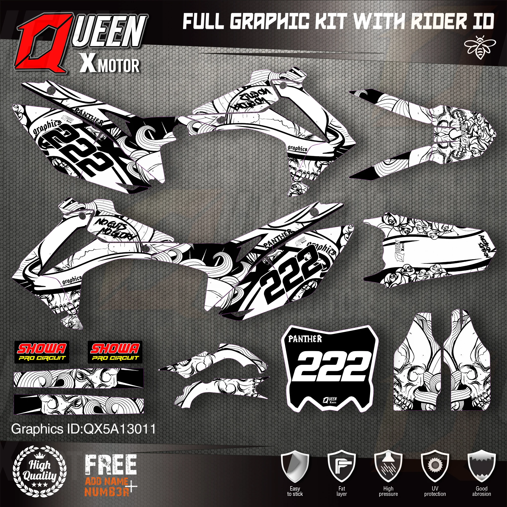 

Набор наклеек QUEEN X MOTOR для HONDA 2014-2017 CRF250R 2013-2016 CRF450R 011