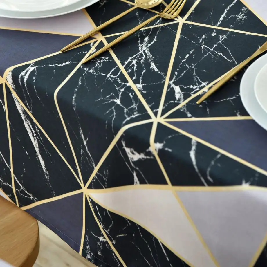 Скатерть маслостойкая черная с принтом хлопковая прямоугольная скатерть для