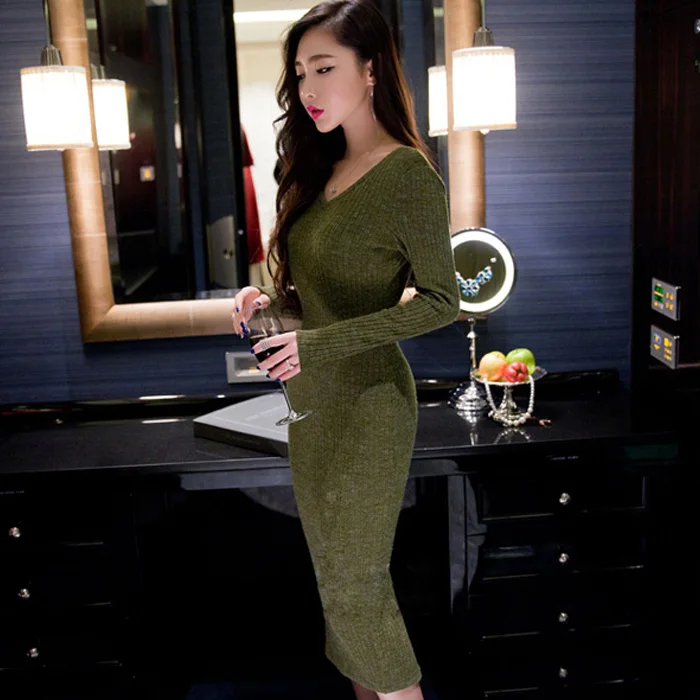 2021 сексуальное вязаное платье с поясом женское облегающее повседневное осенне