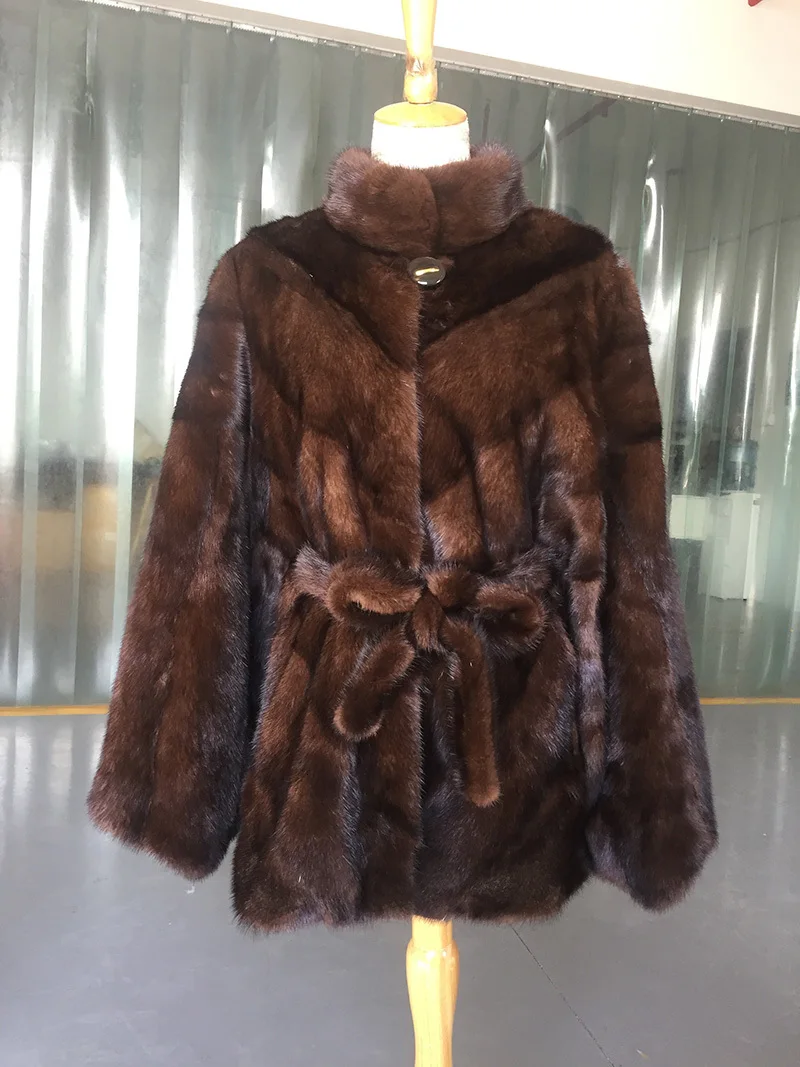 TOPFUR Новая мода зимнее женское пальто летучая мышь пальто из натурального меха для женщин натуральный мех норки Верхняя одежда и пальто свободные Базовые Куртки